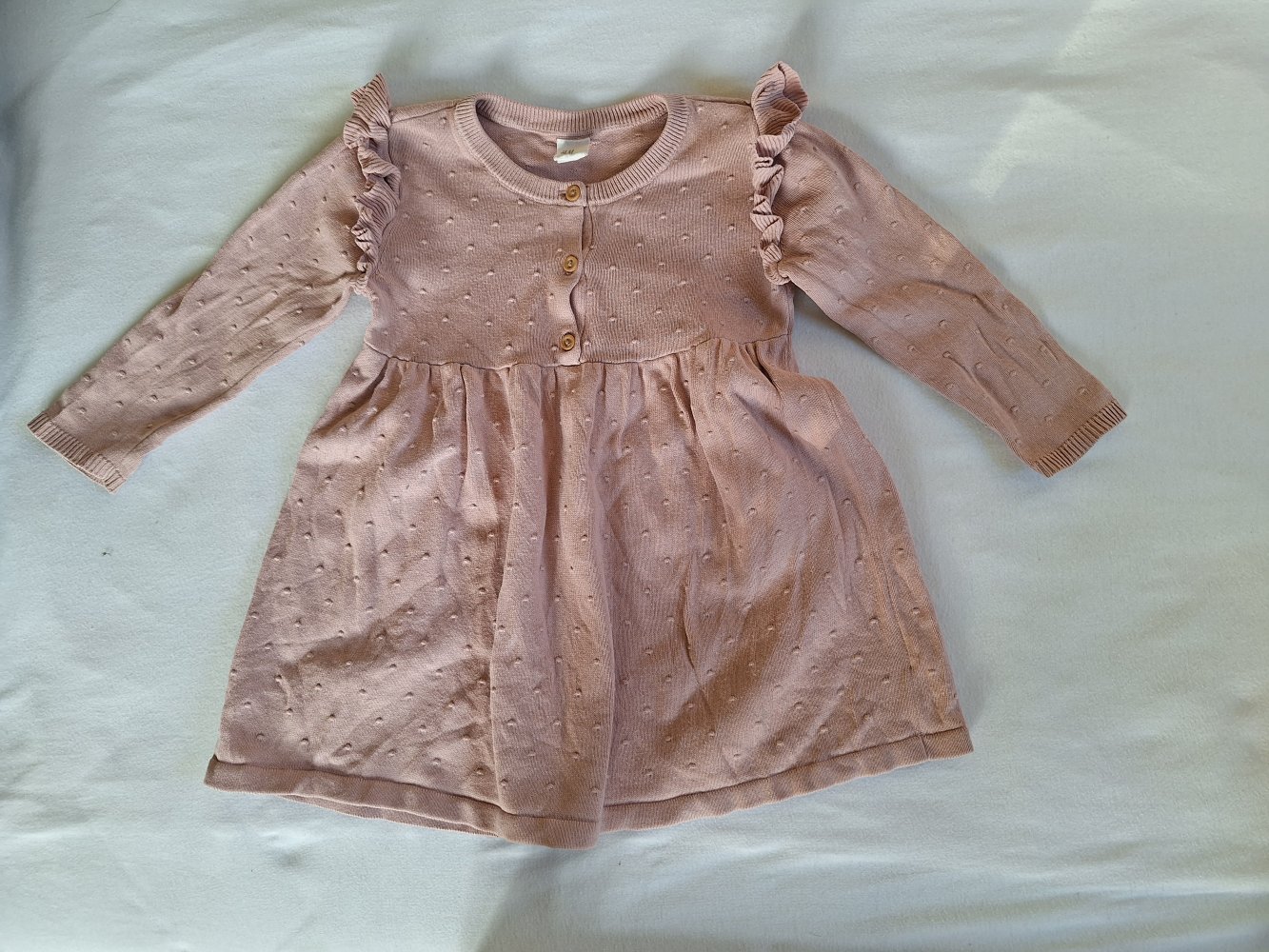 Langärmliges altrosa Kleidchen, Gr. 86 pastell Ostern