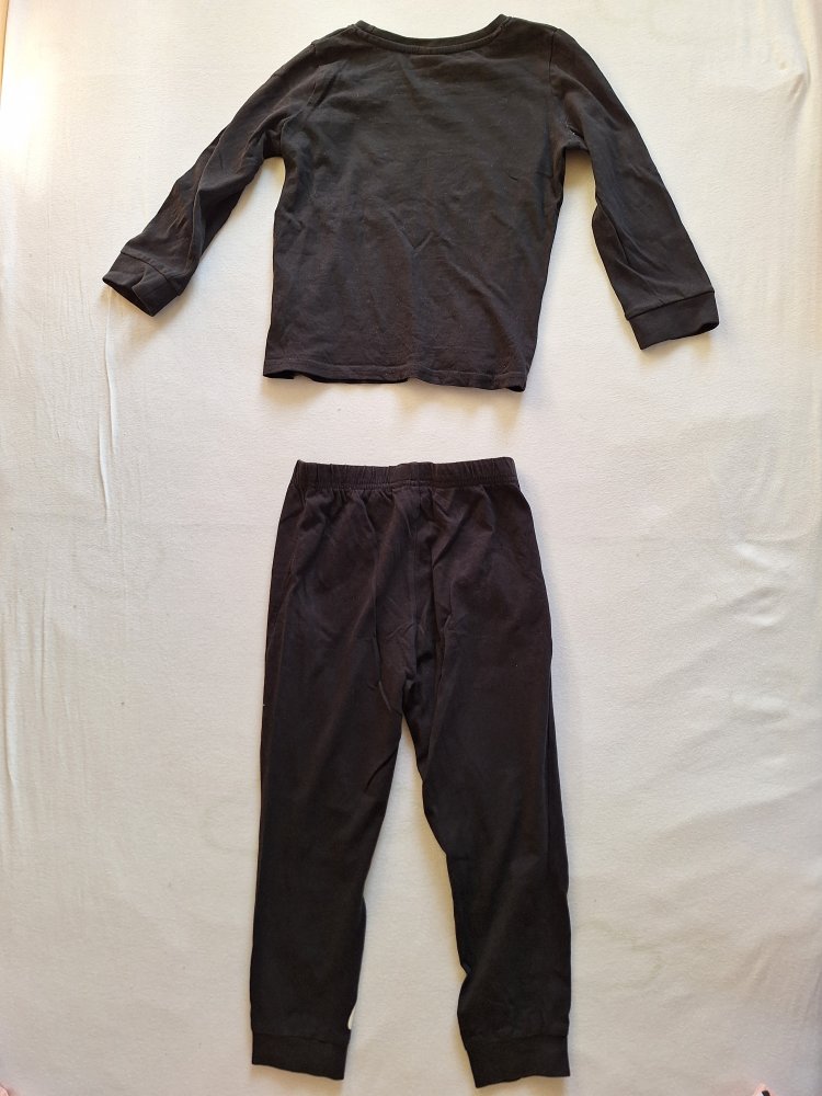 Schwarzer Pyjama mit Leucht-Skelett, Gr. 98/104 glow in the dark