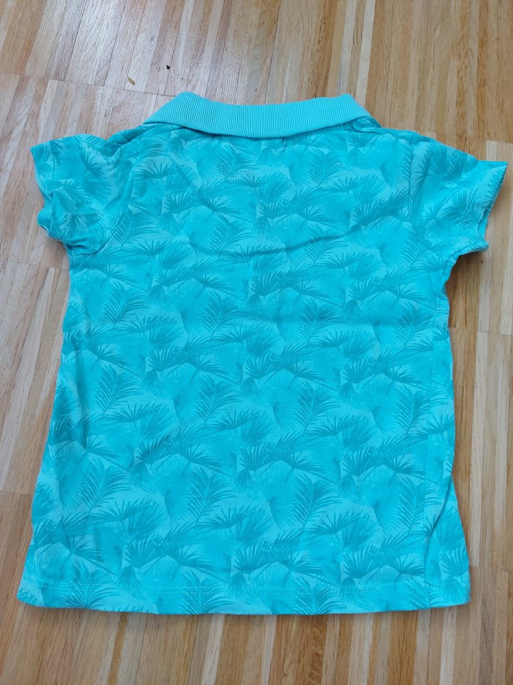 kurzärmliges türkises Polo-Shirt mit Palmenmuster Gr. 86