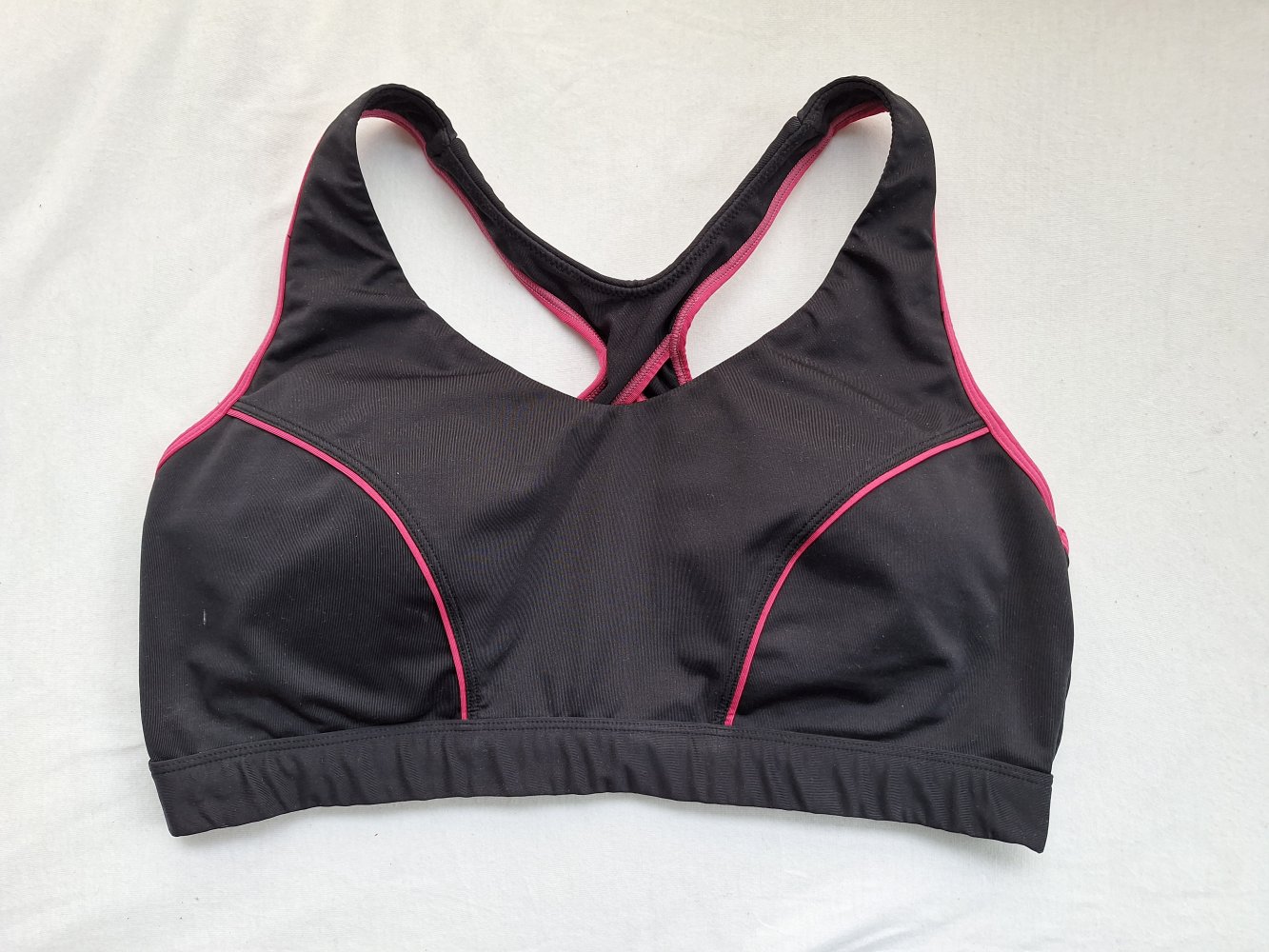 Schwarz pinkes Sport Bustier / Sport BH Gr. L