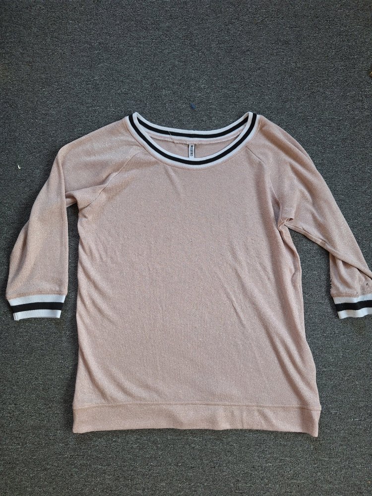 rosafarbener Glitzerschimmer Collegepulli Gr. L 3/4 V TP Amy Nude