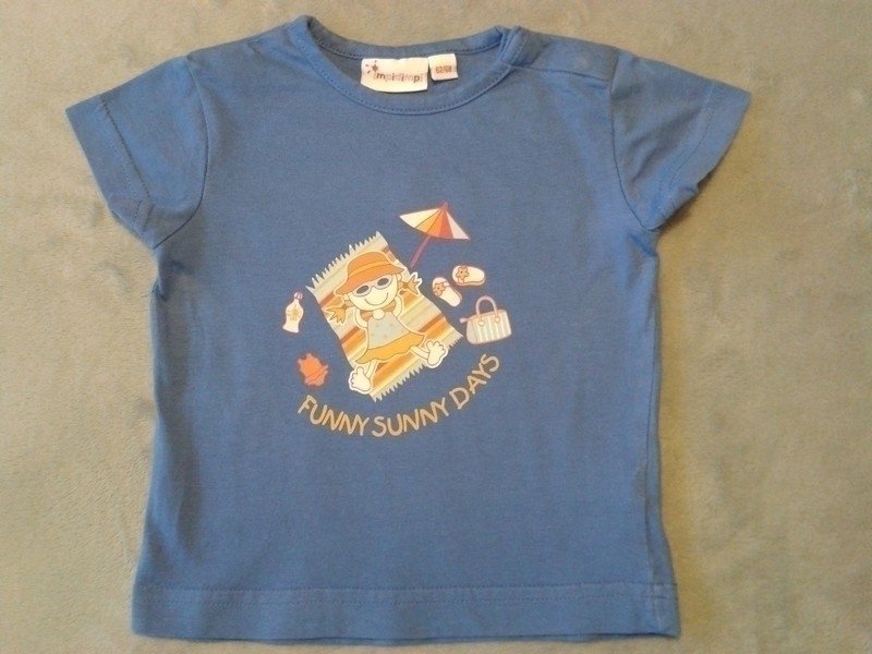 Schönes blaues kurzarm Shirt mit Aufdruck Gr. 62/68 