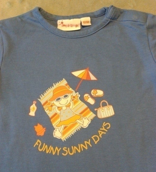 Schönes blaues kurzarm Shirt mit Aufdruck Gr. 62/68 