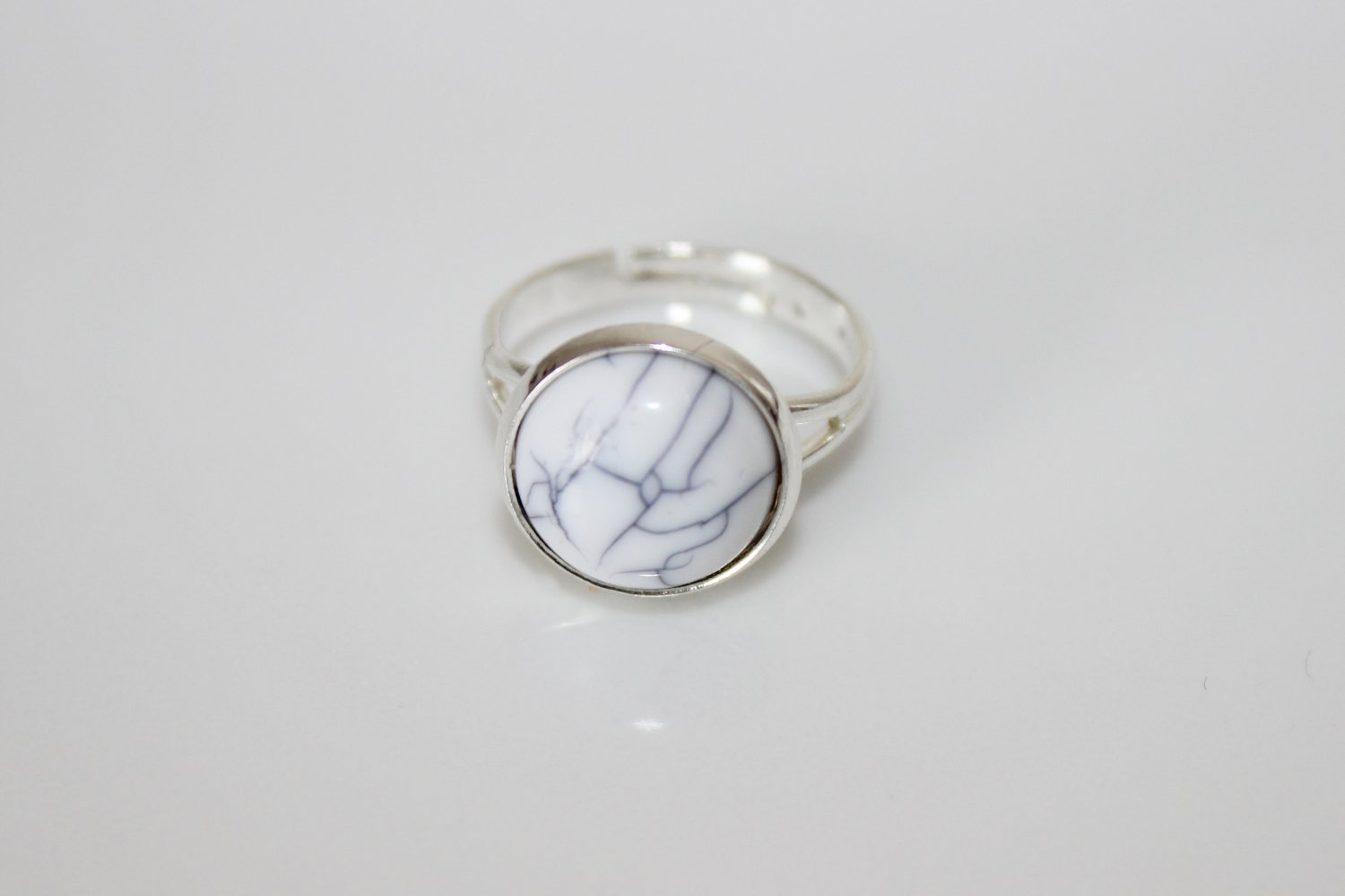 Ohrringe Ohrstecker Ring Set Silber Marmor Optik Marmoriert Weiß