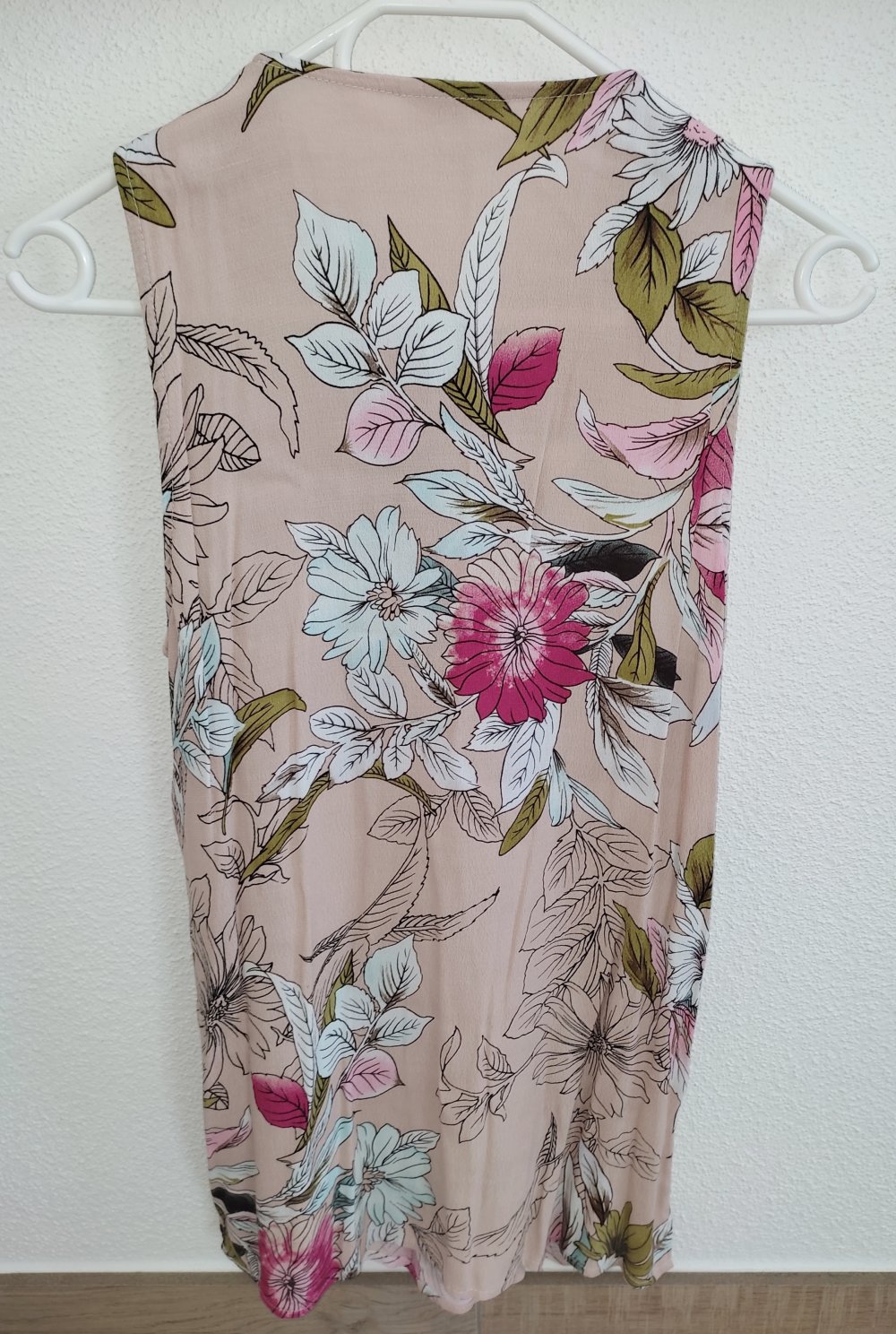 EsQualo Top Rosa Rose Blumen Bluse Kurzarm 34 XS