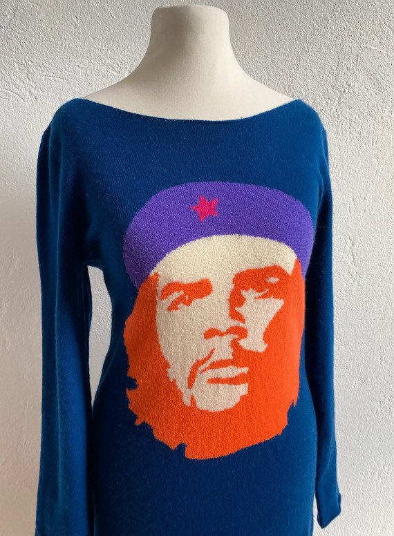 Y2K Allude Kaschmir Pullover Kleid mit Che Guevara-Motiv Cashmere Vintage 2000er