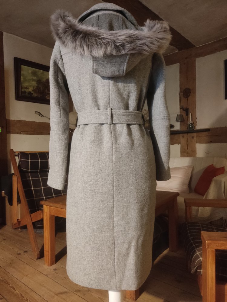 Massimo Dutti Wollmantel mit Kapuze Gr.XS Grau