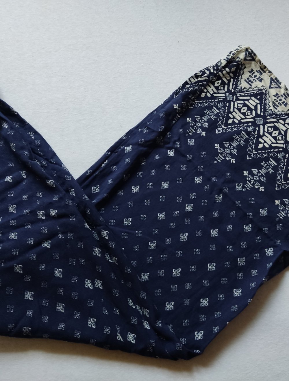 Vintage Culotte-Marlene Hose Gr.32/XXS blau-creme