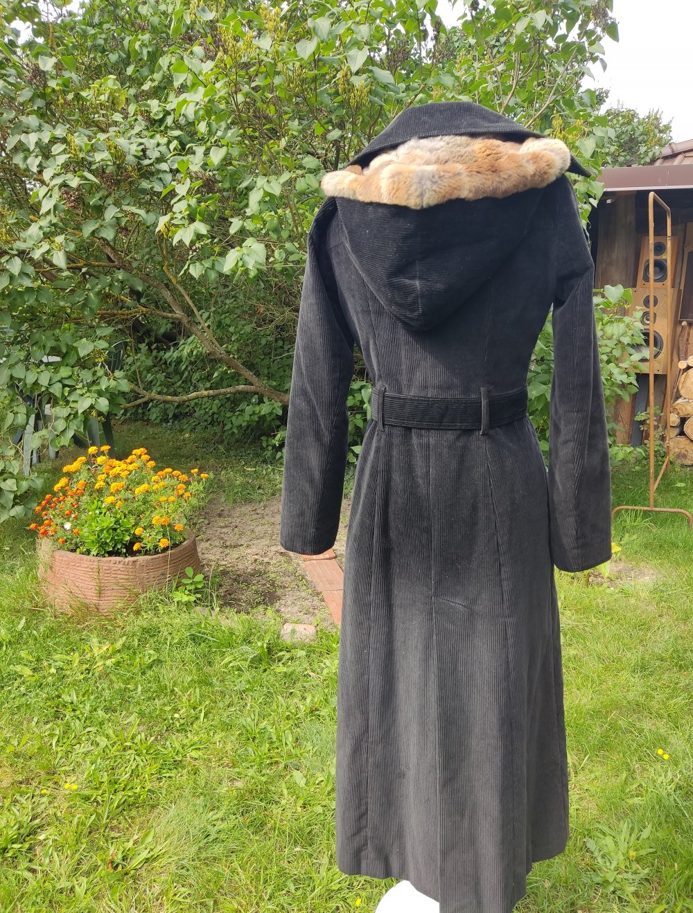 Dolce & Gabbana Mantel mit Kapuze Gr.34/XS schwarz