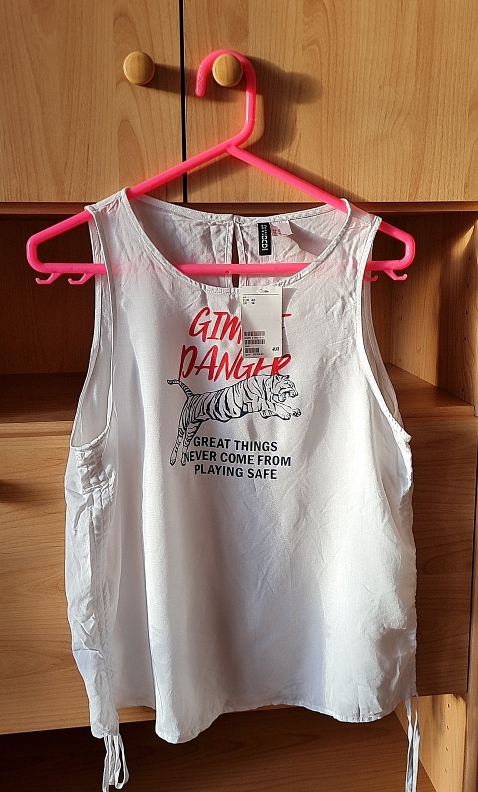 Neu Tiger Top H&M gr.40 Weiß Print