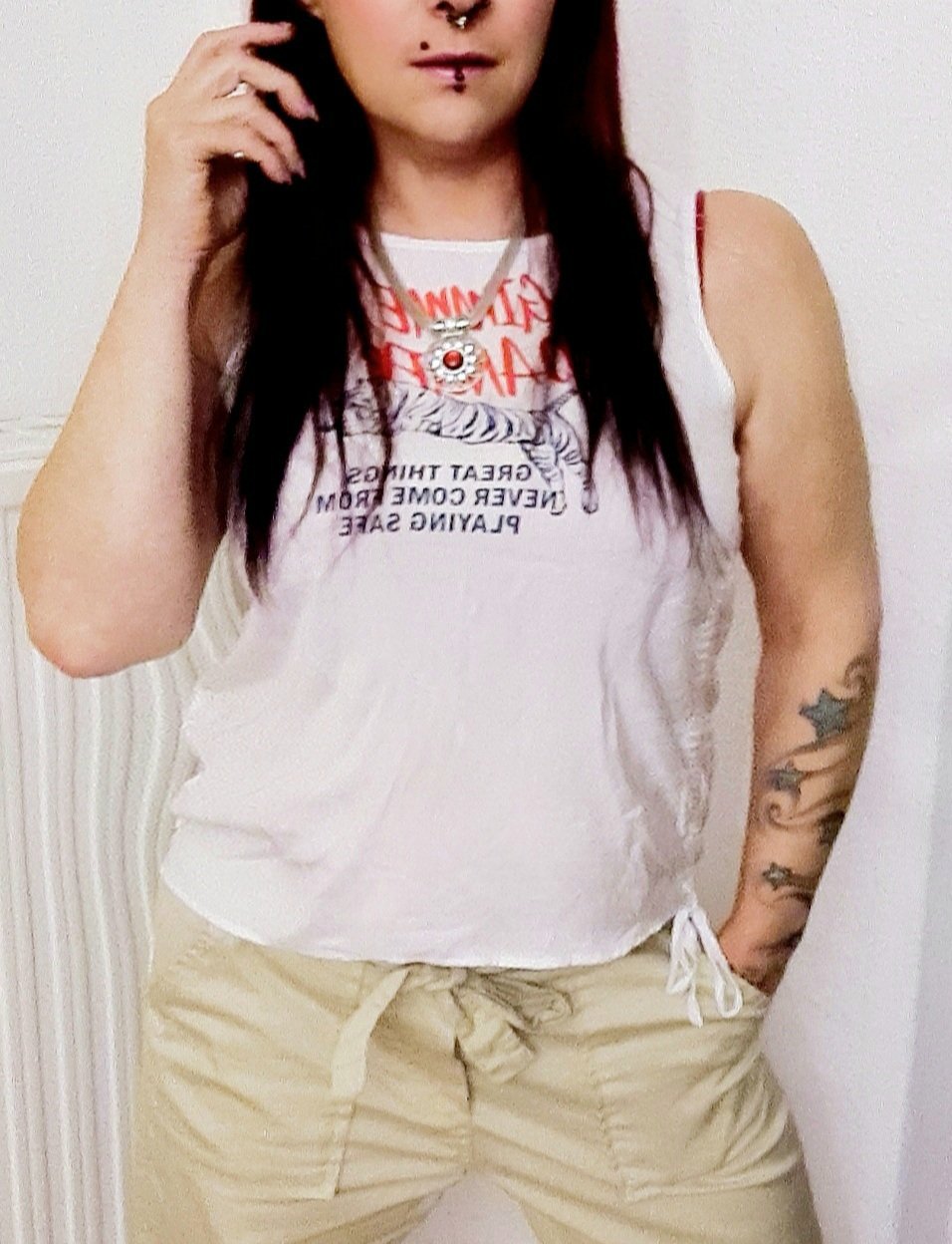 Neu Tiger Top H&M gr.40 Weiß Print