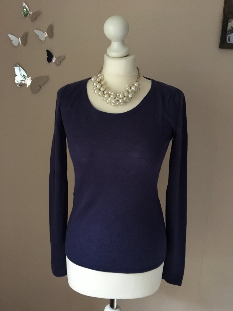 Designer Dear Cashmere Pullover Shirt blau lila 100 % Cashmir