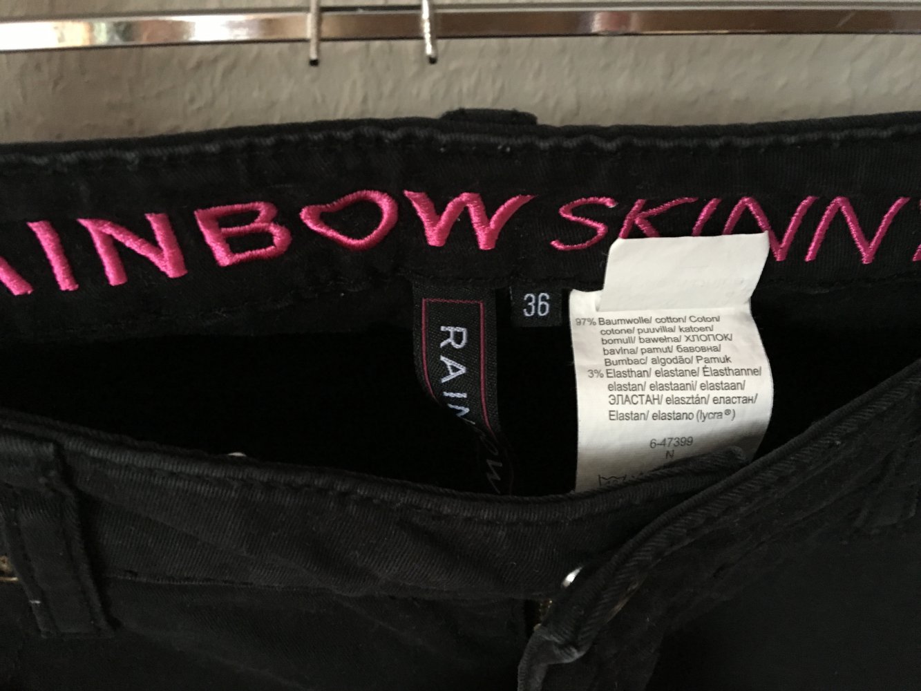 Rainbow Skinny Jeans Hose schwarz 36
