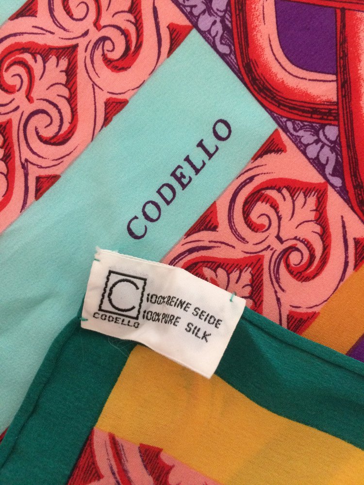 EXKLUSIVER VINTAGE REINE SEIDE CODELLO TUCH HALSTUCH HAARTUCH 