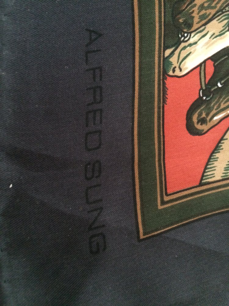 ALFREDO SUNG DESIGN REINE SEIDE PURE SILK VINTAGE TUCH HALSTUCH HAARTUCH 