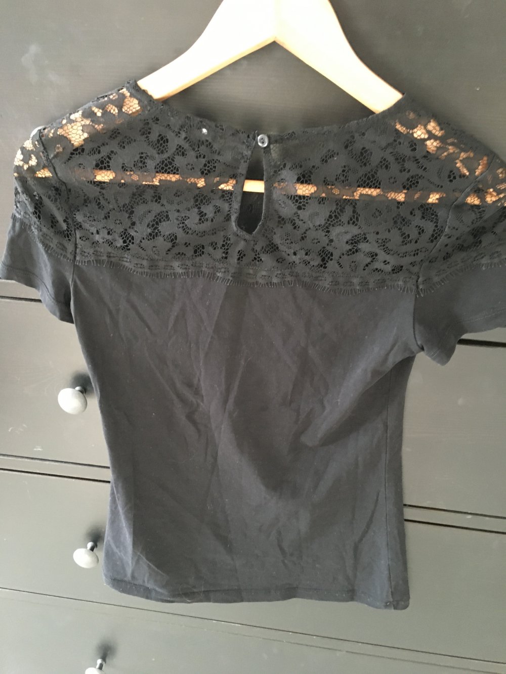 Shirt schwarz mit Spitze H&M XS