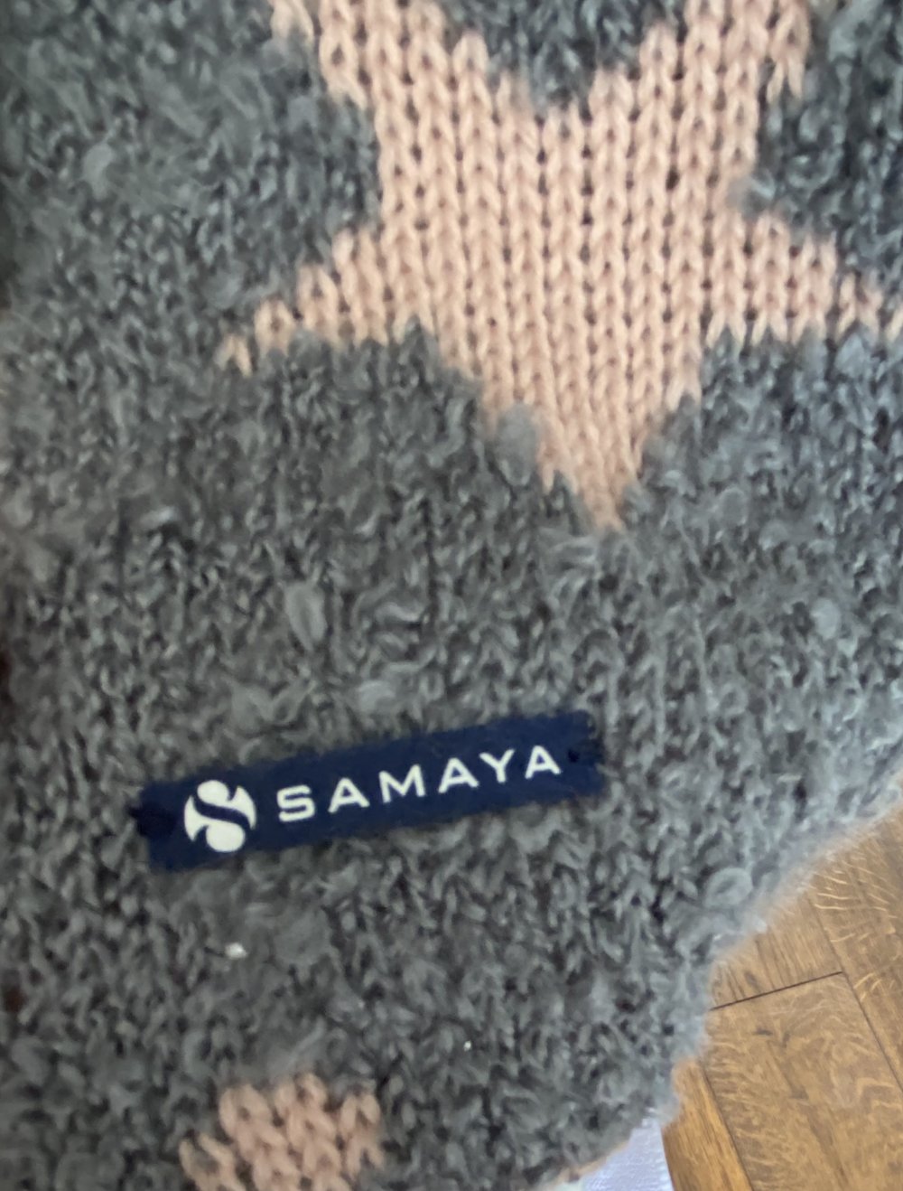 Samaya, Schal, Strick, grau/ apricot, Sternenmotiv