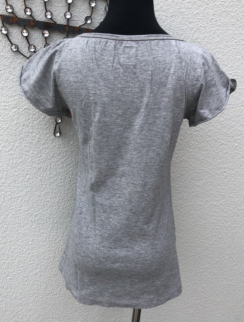 Replay, T-Shirt, grau, Herzprint/Schriftzug, Gr. XS
