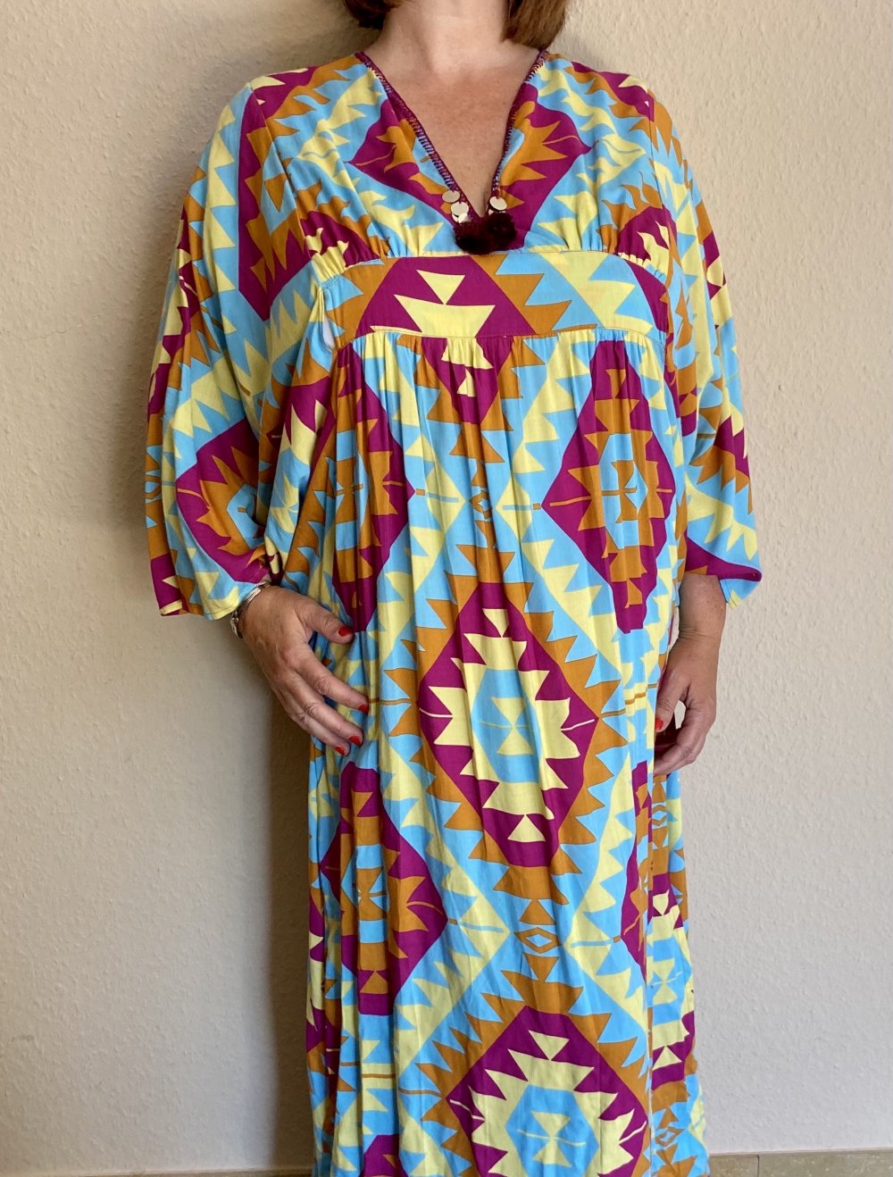 Feather & Find, Neu, Maxikleid, Boho, Aztec Muster, onesize